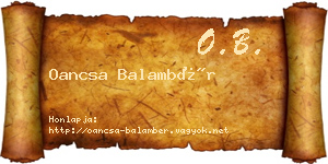 Oancsa Balambér névjegykártya